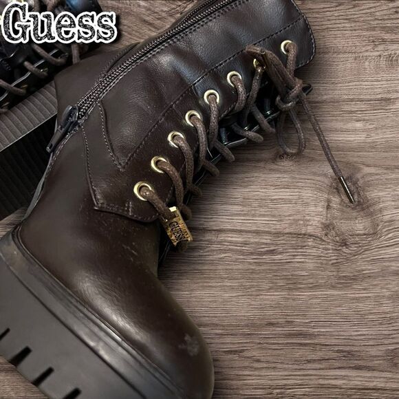 Preowned EUC GUESS Quilted Lace-Up Platform Heeled Boots – Size 5.5M - Picture 5 of 11